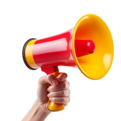 isolated megaphone in woman hands