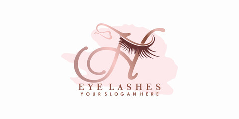 eye lash beauty logo design with letter concept