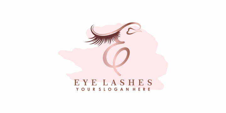 eye lash beauty logo design with letter concept