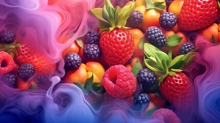 Abstract colorful wallpaper with berry and smoke