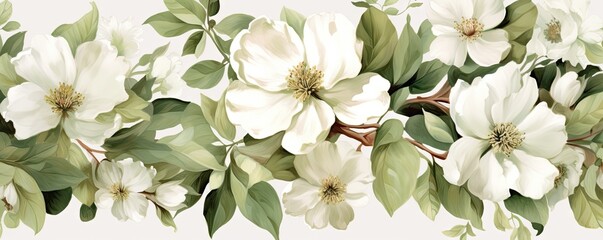 white flowers in watercolor floral backgrounds Generative Ai