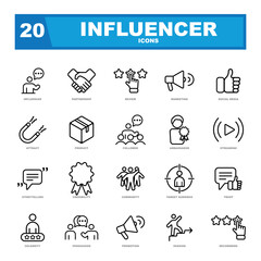 Influencer icons set. Perfect for a website or infographics. - obrazy, fototapety, plakaty