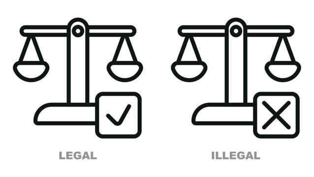 Legal-illegal icons set.