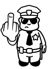 Malvorlage niedlicher Polizist mit Mittelfinger 
