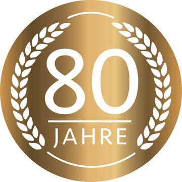 Button 80 Jahre Gold