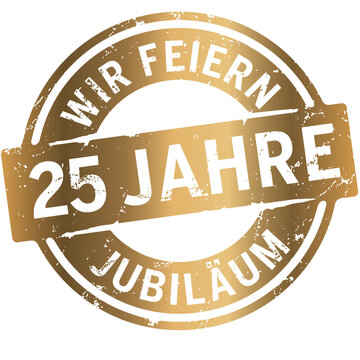 Button Wir feiern 25 Jahre Gold zerkratzt
