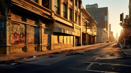 Obraz premium A powerful image depicting the impact of an economic crisis on a cityscape. Generative AI