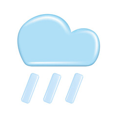 Realistic 3d design of weather forecast elements, icon symbol, meteorology. Decorative cute 3d blue cloud and rain. Cartoon abstract vector illustration isolated on a white background