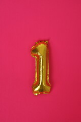 símbolo numero um 1 dourado de balão ouro 