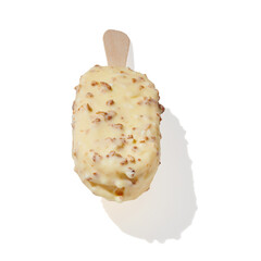 vanilla ice cream on a stick on white  background