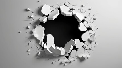 Illustration of a cracked wall with a circular hole in it