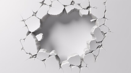 3d abstract hole on a broken white wall blank space - obrazy, fototapety, plakaty