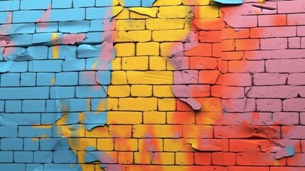 Illustration of a colorful painted concrete wall as background