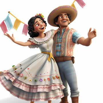 Casal caipira isolado feliz