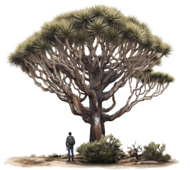 Socotra dragon tree isolated on the transparent background PNG. AI generative.