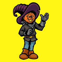 halloween and evil pumpkin logo, vector logo icon