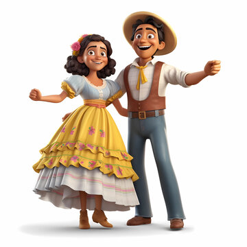 Casal caipira isolado feliz