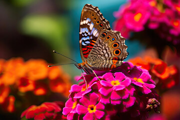 Vibrant Elegance: A Close-up Encounter with a Delicate Butterfly. Generative AI
