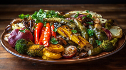 A plate of mouthwatering grilled vegetables, showcasing an array of colors and flavors