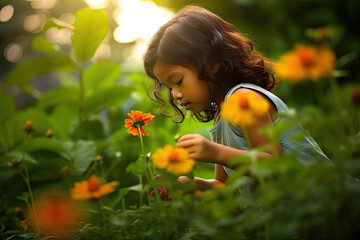 Capturing Joy: A Child's Exploration in Nature's Embrace. Generative AI