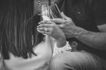person holding a glass of champagne