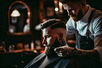Barber and Client in Harmony. Generative AI