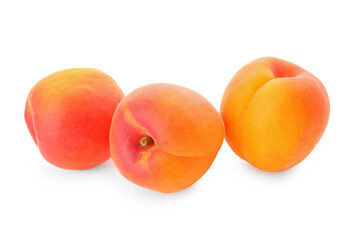 Ripe apricots isolated on white background