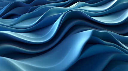 Fototapeta premium abstract modern blue background, folded ribbons macro, wallpaper with wavy layers , generative ai tool