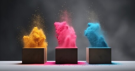 Product display podium with colorful powder paint