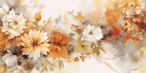 colorful abstract watercolor flowers Generative AI