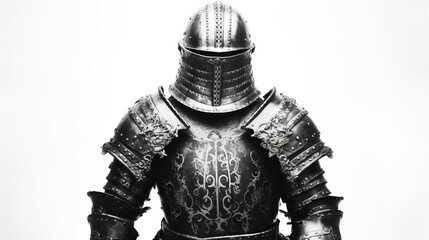 A medieval knight armor isolated on white background made with AI generative technology