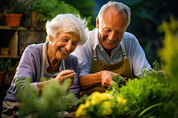 Seniors Embrace Nature's Gifts. Generative AI