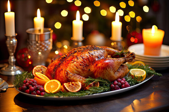 Glorious Roasted Turkey: A Christmas Centerpiece. Generative AI