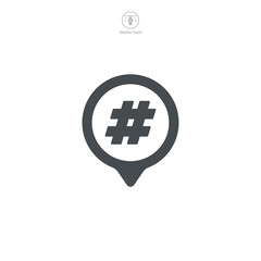 Obraz premium Hashtag icon vector representation emphasizing social media interaction, trending topics, and online tagging, perfect for digital communication platforms