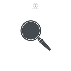 A vector illustration of a magnifying glass icon, symbolizing search, analysis, or focus. Perfect for interface elements implying scrutiny or discovery