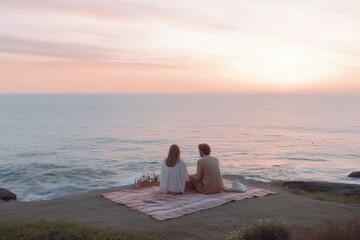 Fototapeta premium An emotionally compelling, soft focus depiction of a couple's intimate moment. Generative AI