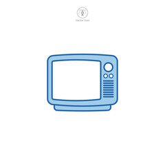 A vector illustration of a television icon, signifying entertainment, broadcasting, or media. Ideal for designating TV programs, channels, or news platforms