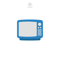 A vector illustration of a television icon, signifying entertainment, broadcasting, or media. Ideal for designating TV programs, channels, or news platforms