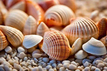 Fototapeta na wymiar Nature's Elegance Unveiled: The Delicate Splendor of Seashells. Generative AI