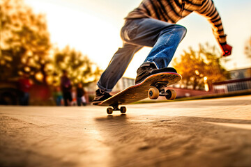 Fototapeta na wymiar Skateboarding's Essence: Intensity and Motion. Generative AI