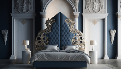Classical style luxury traditional bed interior design AI Generated image