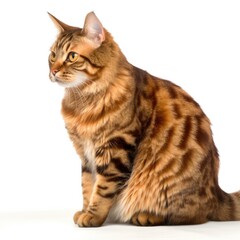 Fototapeta premium American Bobtail cat isolated on white background. Generative AI