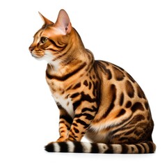Bengal cat isolated on white background. Generative AI