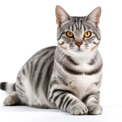 American Shorthair cat isolated on white background. Generative AI