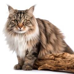 Obraz premium Siberian Forest Cat cat cat isolated on white background. Generative AI