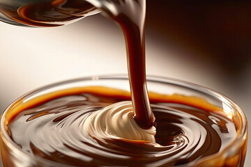 Chocolate Syrup Blends with Milk. Generative AI