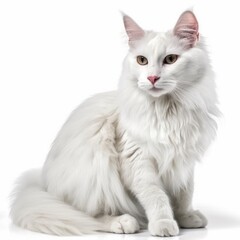 Turkish Angora cat cat isolated on white background. Generative AI
