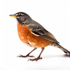 American Robin bird isolated on white background. Generative AI
