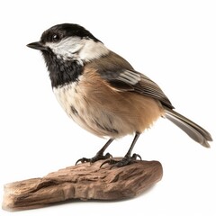 Fototapeta premium Black-capped Chickadee bird isolated on white background. Generative AI