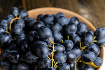 Blue grapes grown in a home vineyard